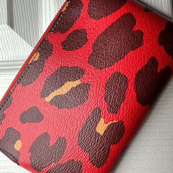 Coach Red Leopard Print Wristlet - Picture 9 of 14